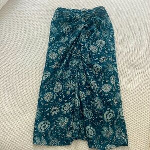 ZARA Blue Floral Midi Skirt with front slit